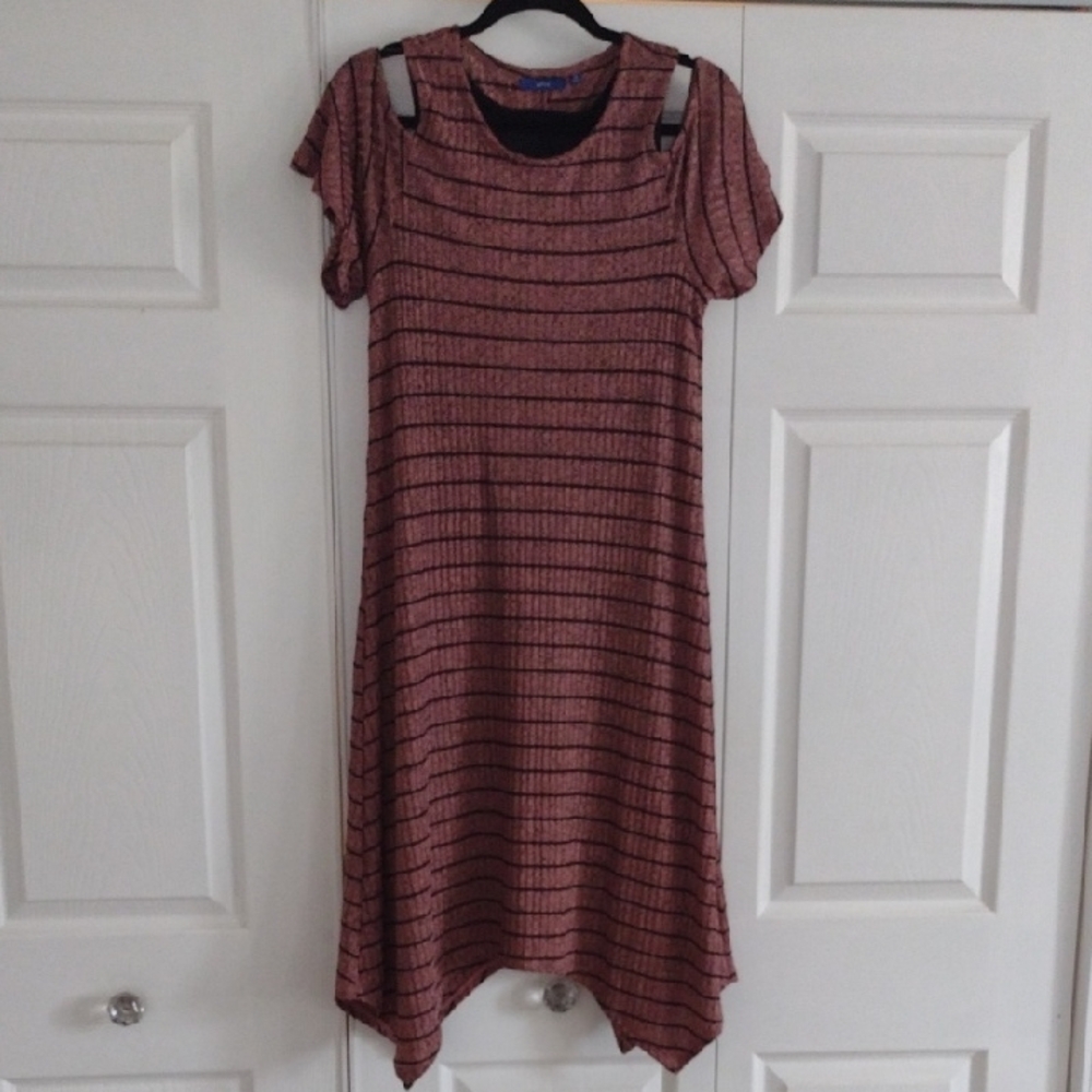 Apt. 9 Rose Stripe Asymmetrical Cold-Shoulder Dress